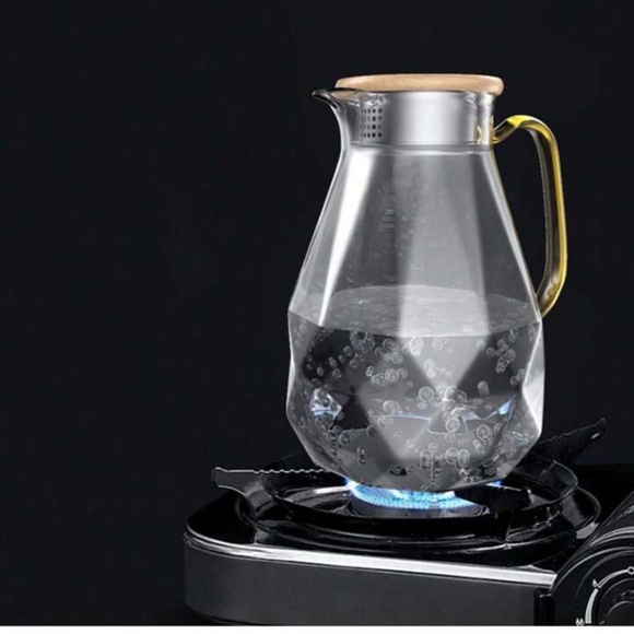 DUJUST Black Smoked Diamond Glass Water Tea Pitcher carafe with Lid 68 oz - Picture 1 of 16